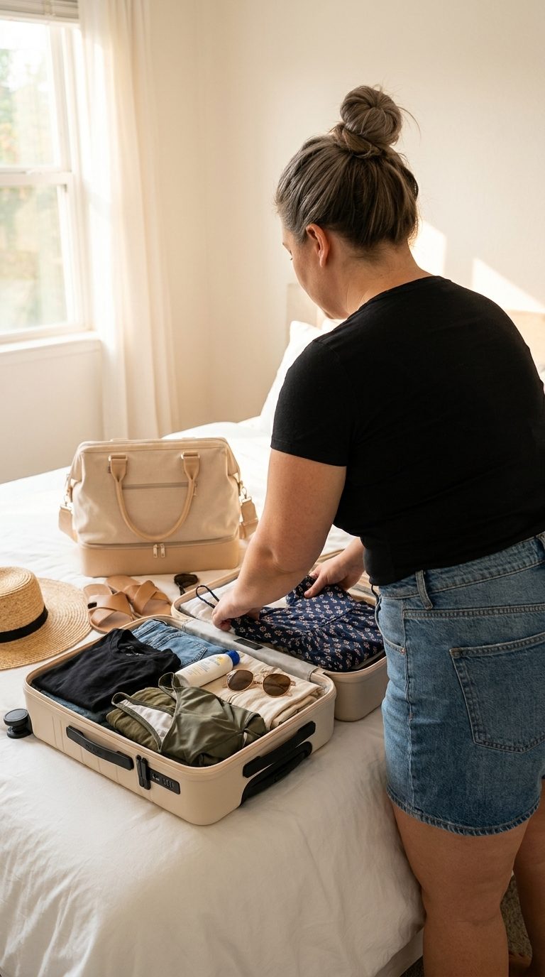 Kaylie preparing for a travel assignment